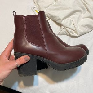 Burgundy booties
